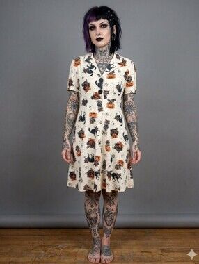 Sourpuss Black Cats Rosie Dress, VGUC, Size L